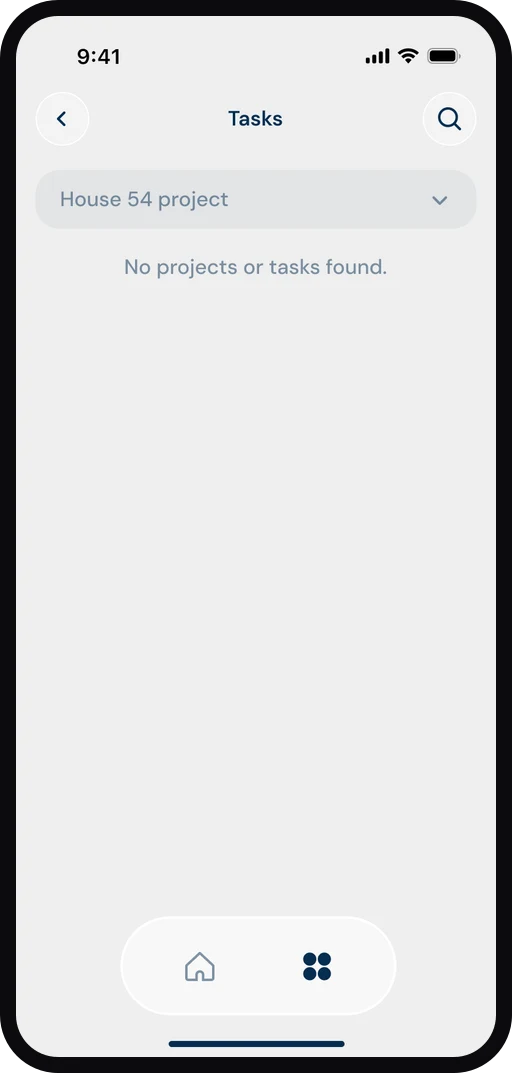 ByggExp-appen: oppgaveliste per prosjekt med status